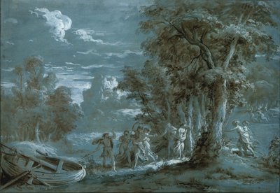 フェネロンの『テレマック』の一場面のある風景、1780 年。 作： Jean Jacques Lagrenee