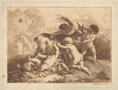 Les petits moissonneurs et la chevre The Young Harvesters and the Goat, in a album cont..., 1782. 作： Jean Jacques Lagrenee