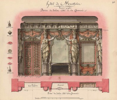モントロンホテル。サロンプロジェクト、1786年。 作： Jean Jacques Lequeu