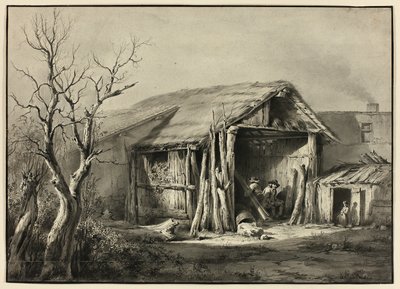 小屋に座っている農民 作： Jean Jacques de Boissieu