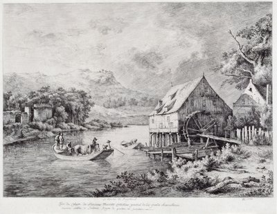 川のほとりにある製粉所、1774 作： Jean Jacques de Boissieu
