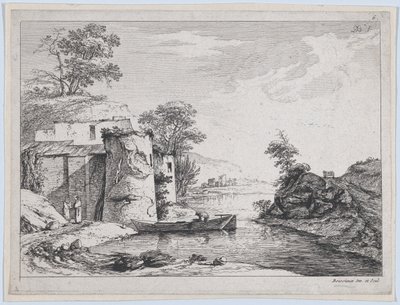 川岸の古い塔、1763年。 作： Jean Jacques de Boissieu