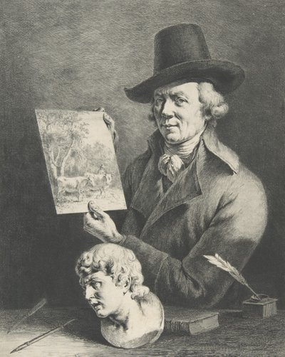 牛のいる自画像」1796年 作： Jean Jacques de Boissieu