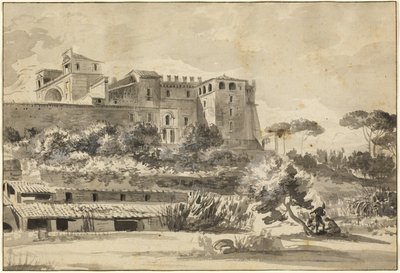 イタリアのヴィラと庭園の眺め (バチカンのベルヴェデーレ) 作： Jean Jacques de Boissieu