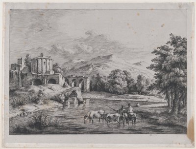 ヴェスタ神殿の眺め、1774 年。 作： Jean Jacques de Boissieu