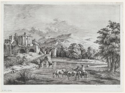 ヴェスタ神殿の眺め、1774 年。 作： Jean Jacques de Boissieu
