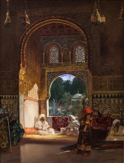 スルタンの宮殿にて、未定。(油彩・キャンバス） 作： Jean Joseph Benjamin Constant