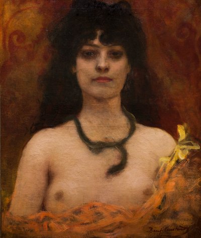オリエンタリズムによる裸婦の肖像、年代未詳。(油彩・キャンバス） 作： Jean Joseph Benjamin Constant