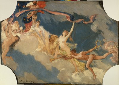 パリ市庁舎の宴会場のスケッチ：祝祭に世界を招待するパリ市 作： Jean Joseph Benjamin Constant