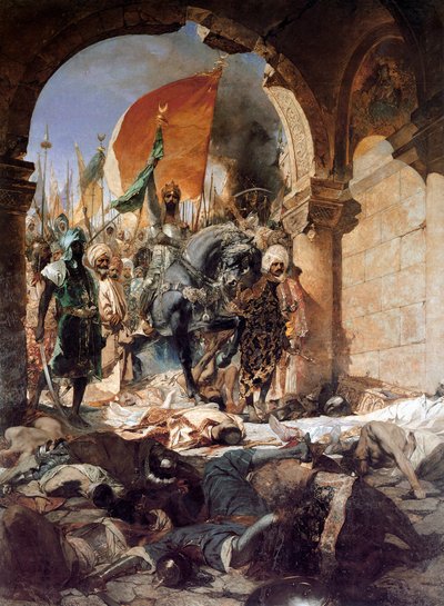 1876年のコンフティノープルへのメフメット2世の侵入。 作： Jean Joseph Benjamin Constant