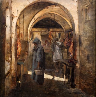 肉屋、19世紀後半。(油彩・キャンバス） 作： Jean Joseph Benjamin Constant