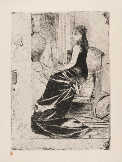 黒衣の女 1876年頃 クリーム紙にエッチング 作： Jean Joseph Benjamin Constant