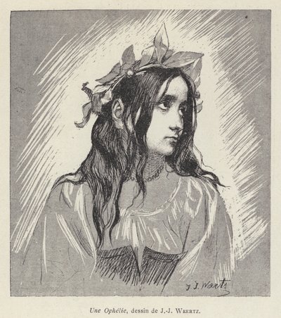 オフィーリア（リトグラフ 作： Jean Joseph Weerts