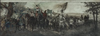 ソルボンヌ大学名誉宮廷ギャラリーの装飾のためのスケッチ：1894年から1903年にかけての「ランディット祭」（油彩） 作： Jean Joseph Weerts