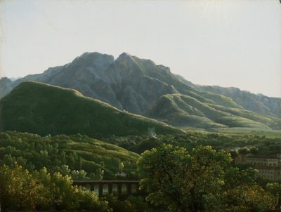 ナポリ王国、カヴァの町の橋と一部の眺め 作： Jean Joseph Xavier Bidauld
