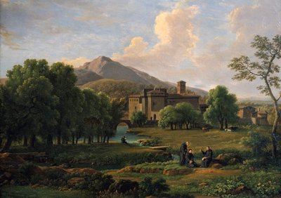 ローマ近郊のグロッタフェラータ修道院の眺め、1844年 作： Jean Joseph Xavier Bidauld
