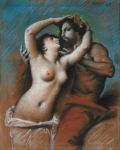アンティプとジュピター（木炭、クレヨン、紙） 作： Jean Jules Antoine Lecomte du Nouy