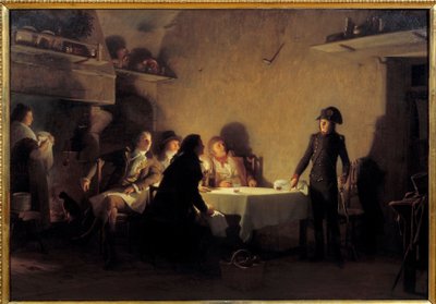 ボーケールの晩餐会1793年7月29日、ボーケールの見本市を訪れたナポレオン・ボナパルトは、2人のマルセイユのネゴシアン、1人のニモワ、1人のモンペリエの製造業者と食事をした。彼は2晩で「Le supper de Beaucaire」という文章を書き直した。後の皇帝である 作： Jean Jules Antoine Lecomte du Nouy