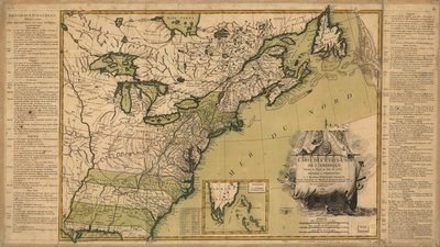 1783 年の平和条約後のアメリカ合衆国の地図。 作： Jean Lattré