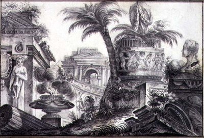 1760年頃の「建築ファンタジー」（紙に木炭、鉛筆） 作： Jean Laurent Legeay