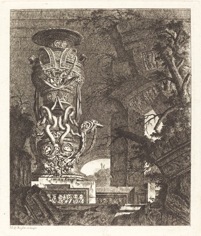 絡み合う蛇に支えられた花瓶 作： Jean Laurent Legeay