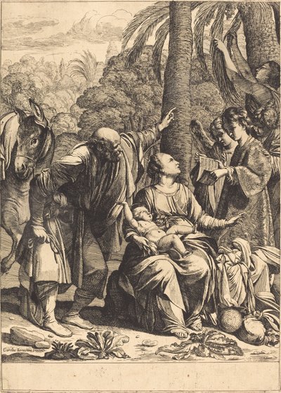 エジプトへの逃亡中の休息 作： Jean Leclerc after Carlo Saraceni