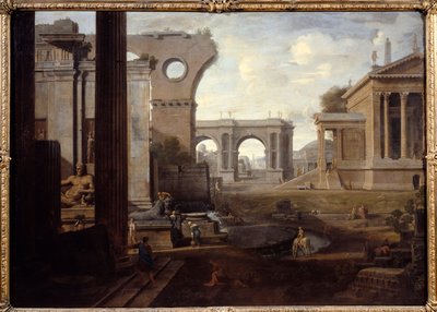 古代遺跡。ジャン・ルメール（1598-1659）の絵画 作： Jean Lemaire