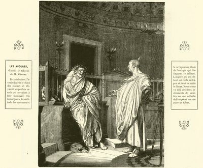 古代ローマの神官、2人のアウグール（エングレービング 作： Jean Leon (after) Gerome