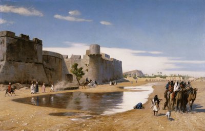 要塞化された町の外のアラブキャラバン、1895年頃 作： Jean Leon Gerome