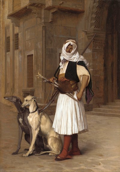 ホイペット2匹の犬とのアナート、1867年 作： Jean Leon Gerome