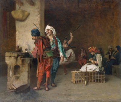 カフェハウス、カイロキャスティングブレット、1884年以前。 作： Jean Leon Gerome