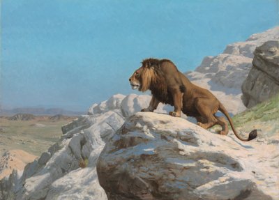 番をするライオン 1885年頃（油彩・木製パネル） 作： Jean Leon Gerome