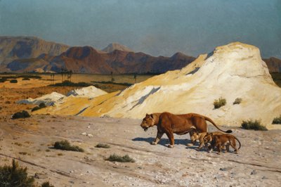 ライオネスとカブス。ライオネスとリオソー、 作： Jean Leon Gerome