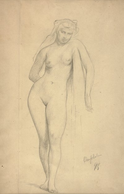 オムパレー、1887年頃（紙にグラファイト） 作： Jean Leon Gerome