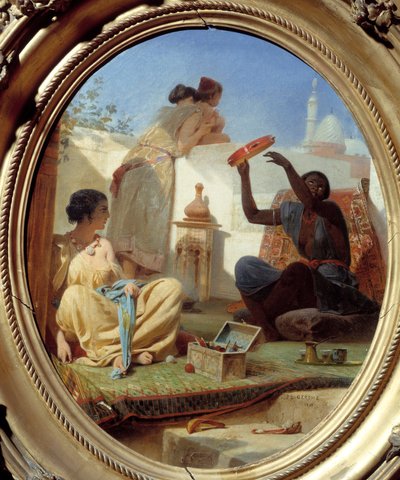 テラスにて。ジャン・レオン・ジェローム（1824-1904）の絵画 作： Jean Leon Gerome