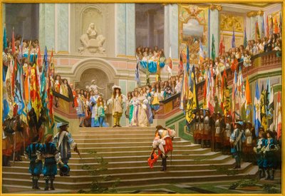ルイ2デブルボンコンデのレセプションは、ルイ14世によるグランドコンデ14ベルサイユ1674年に言った 作： Jean Leon Gerome