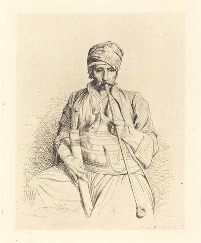 パイプで座っているアラブ人 作： Jean Leon Gerome