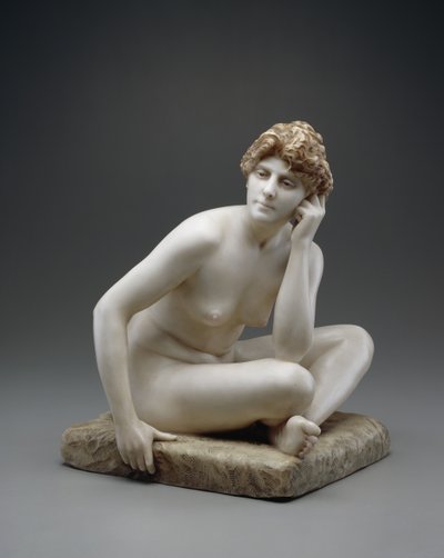 座った女性」1890/95年頃（大理石にオリジナルのワックスとポリクロームを使用 作： Jean Leon Gerome