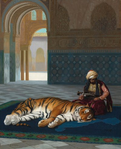 虎とガーディアン（油彩・キャンバス 作： Jean Leon Gerome