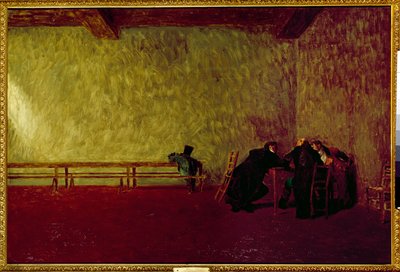 The conspirators。陰謀を準備する3人の男の私的な会合。ジャン・レオン・ジェローム（1824-1904）の作品 作： Jean Leon Gerome