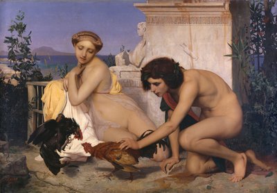 コックファイトに参加する若いギリシャ人コックファイト、1846 作： Jean Leon Gerome