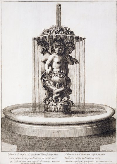 1673年にピエールルグロスの後にヴェルサイユに3つのトリトンを備えた噴水 作： Jean Lepautre