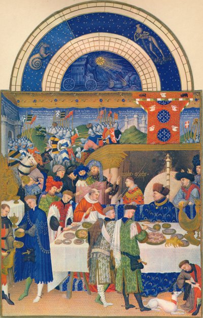 1月 ベリー公爵の食卓（15世紀、1939年 作： Jean Limbourg