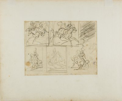 騎馬トランペッターとポーランド・ランサーの4つのスケッチ 作： Jean Louis André Théodore Géricault