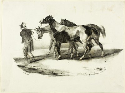 スキナーに誘導される馬たち 作： Jean Louis André Théodore Géricault