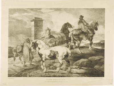 縁日へ行く馬、3枚目、石の上の生活から描かれた様々な主題より 作： Jean Louis André Théodore Géricault