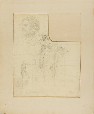 騎乗将校とその他のスケッチ 作： Jean Louis André Théodore Géricault