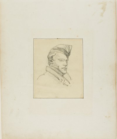 軍帽をかぶった青年の肖像 作： Jean Louis André Théodore Géricault