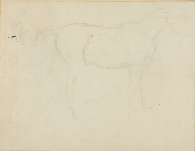 右向きの馬のスケッチと横顔の風刺画 作： Jean Louis André Théodore Géricault