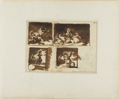 騎兵隊の戦いと騎兵将校のスケッチ 作： Jean Louis André Théodore Géricault